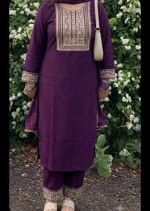Purple party wear kurta set