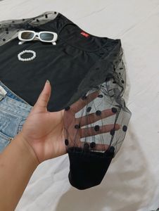 Black Polka Dot Top