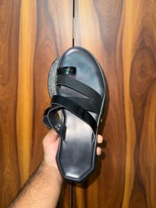 Mochi Brand Black Leather Sandals | Size Uk7