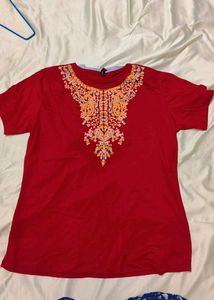 brand new, Embroidered Maroon T-Shirt