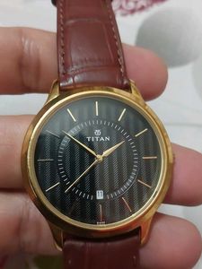 Titan Brown Leather Strap Watch