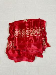 Vibrant pink Saree with Golden Floral Print