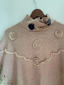 Elegant Rose Embellished Poncho