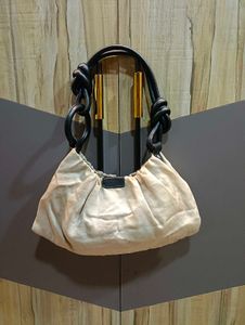 Chic Cream Ruched Handbag