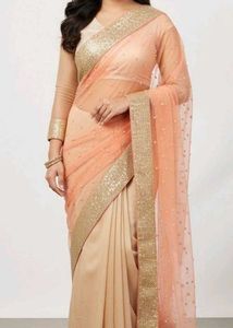 Peach Pearl Embellished Saree
