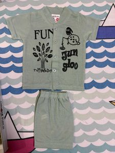 Cute Baby Green Cotton Set