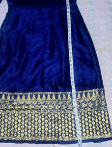 Premium Women's Navy Blue Silk Embroidered Gown wi