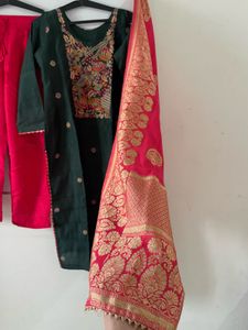 greenmehendi function Kurta Set with Dupatta