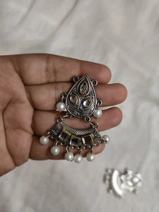 Elegant Oxidized Silver Jhumka Earrings