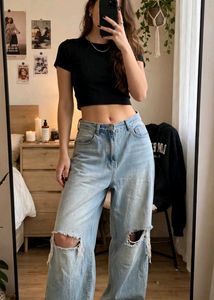 Light Wash Ripped Baggy Jeans