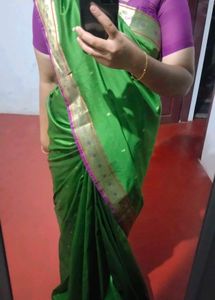 Green Saree with Pink Border