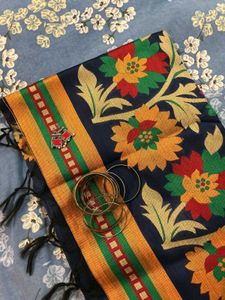 Beautiful Art Silk saree in navy blue