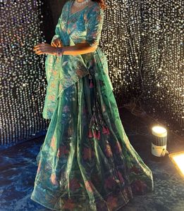 Beautiful Teal Floral Lehenga Choli