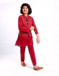 Boys Red Ethnic Kurta Set