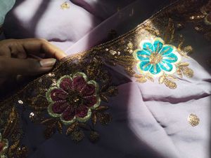 Embroidered Purple Saree with Sequins