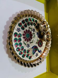 Decorative Peacock Design Pooja Thali new wdttag