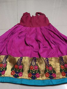 Magenta & Gold Embroidered Dress