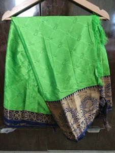Vibrant Green Saree with Ornate Border