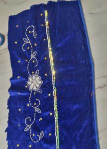Royal Blue Embellished Velvet Blouse Piece