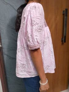 Pink Floral Print Kurta Top