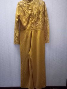 💫Elegant Yellow Lace Top &amp; Palazzo Pants Set