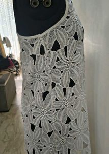 White Lace Floral Tunic Top