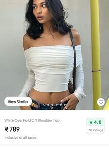 white over fold off sholder top