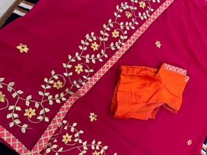 LIMITED OFFER‼️Rose Pink Pure Georgette saree