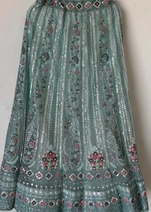 Sequined Lehenga Choli Set 🩵