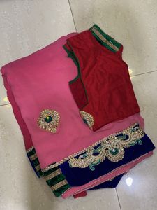 Pink Heavy Saree with Blouse