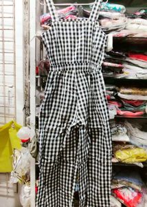 Chic Black &amp; White Gingham Jumpsuit