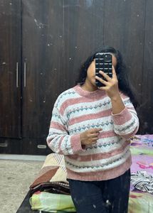Vintage Floral Striped Knit Sweater