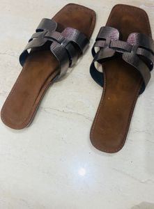 Metallic Slide Sandals