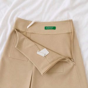 Stylish Beige A-Line Skirt with Pockets