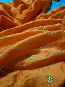 Embellished Orange Saree