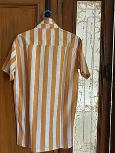 Men's Orange &amp; White Striped Shirt