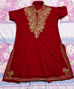 Red & Gold Embellished Dress