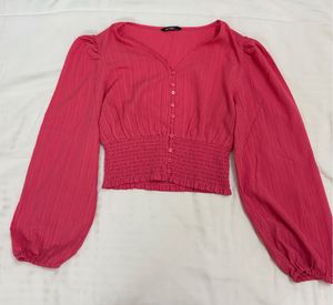 Pink Mutton Sleeves Top