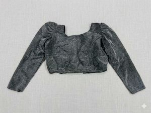 Sparkling Blouse with Puff Sleeves