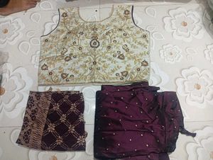 Embroidered Lehenga Choli Set (Free size upto L)