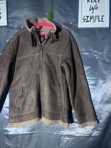 Men's Brown Faux Suede Sherpa Lined Jacket