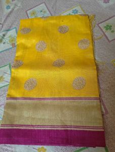 Vibrant Yellow Silk Saree