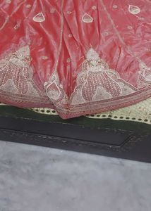beautiful gajari shade lehenga with heavy look