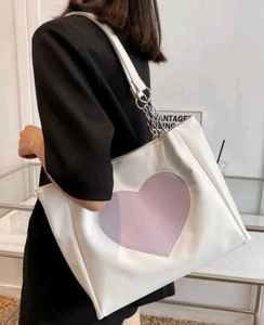 New pinteresty Chic White Tote Bag with Heart Desi