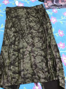 Sparkly Ruched Slit Skirt