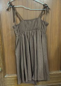 Chic Brown Babydoll Style Dress