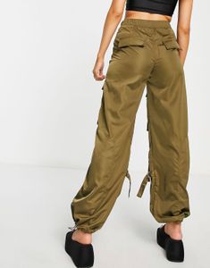Bershka satin cargo pocket detail trouser