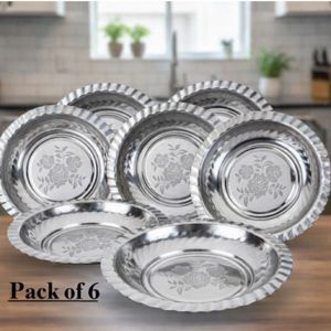 Stainless Steel Dinner Plates - Set of 6