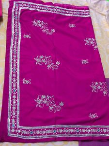 Vibrant Magenta Embroidered Saree