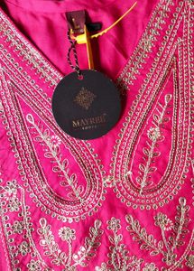 women pink embroidery kurti pant dupatta set